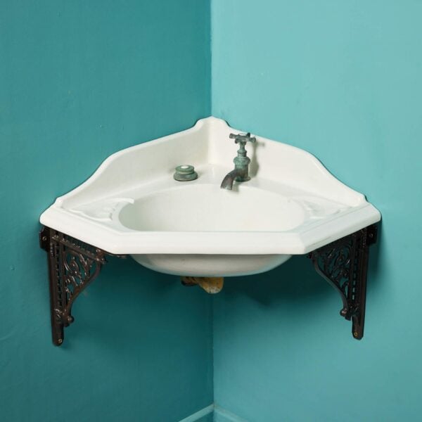 Antique French Porcelain Corner Wash Basin