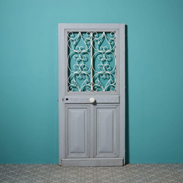 Reclaimed French Oak Glazed Exterior Door with Iron Grills
