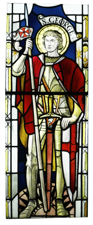 Antique Stained Glass Window of St George