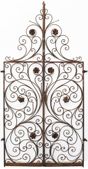 Pair of Wrought Iron Scroll Work Gates