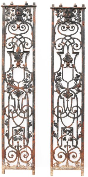 Two Large Georgian Wrought Iron Panels