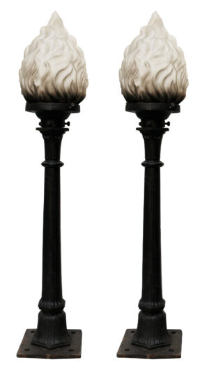 Pair of Antique Cast Iron Outside Lights