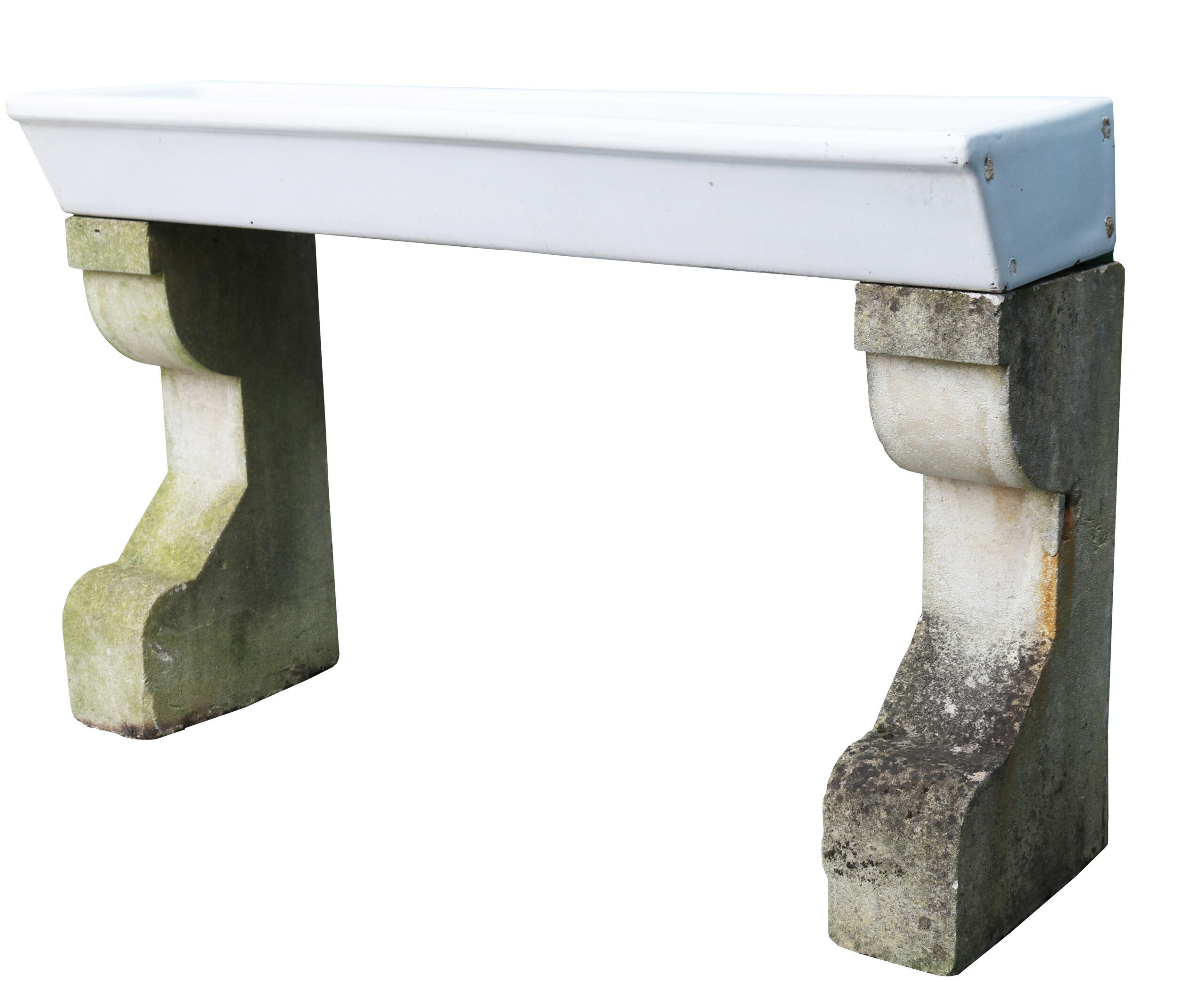 Reclaimed Trough Sink With Stone Pedestals