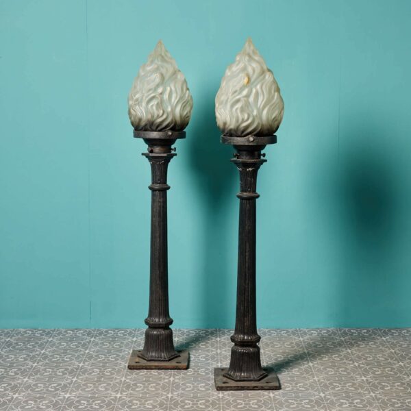 Two Antique Cast Iron Outside Lights