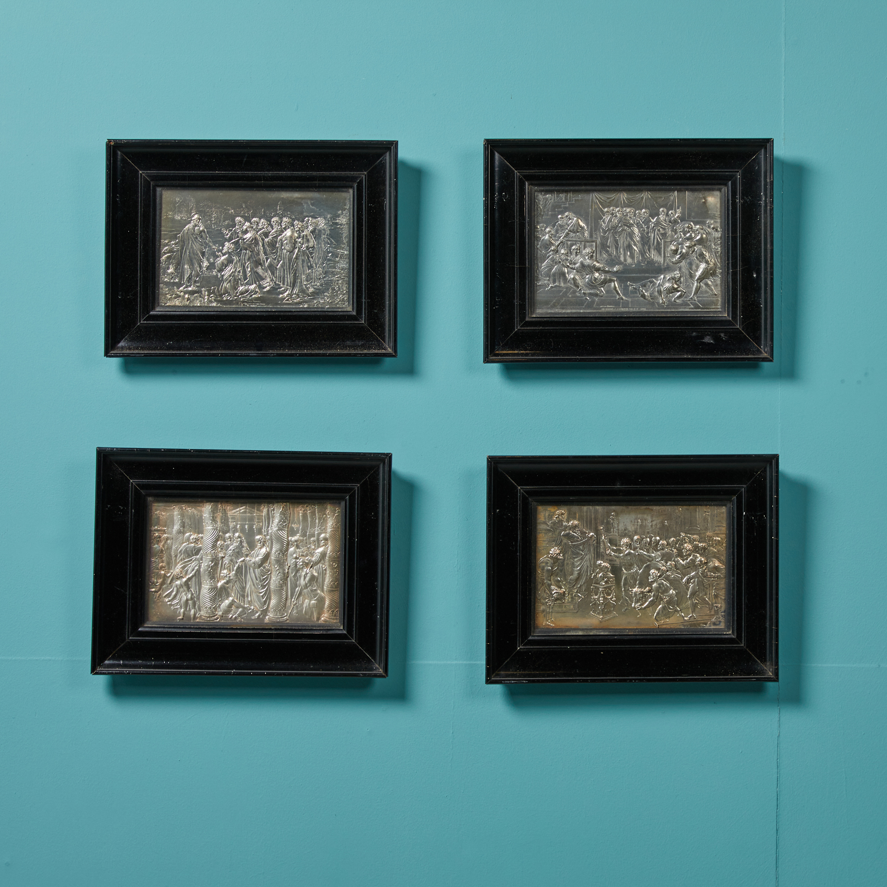 Set of 7 Silver Plate Framed Raphael Cartoons