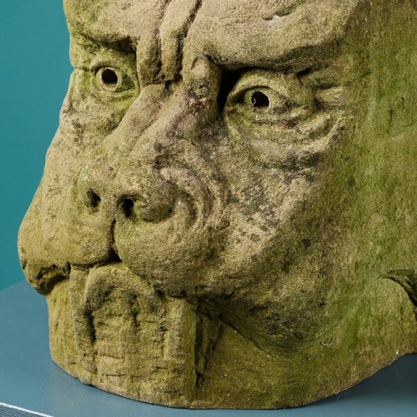 Carved Stone Dog Head Gargoyle Statue