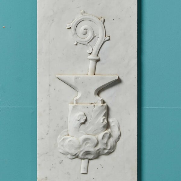 Pair of Carved Carrara Marble Wall Plaques