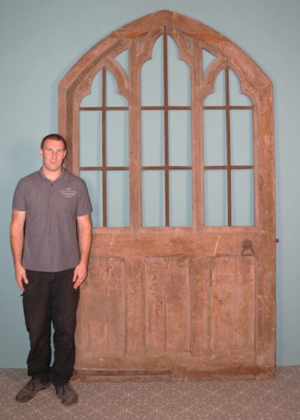 Large Unglazed Gothic Antique Arched Door