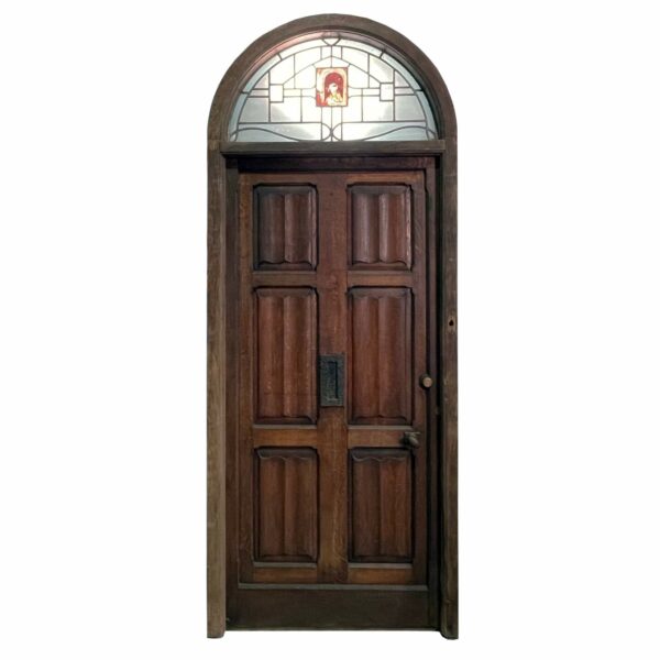 Victorian Front Door with Stained & Leaded Glass Fanlight