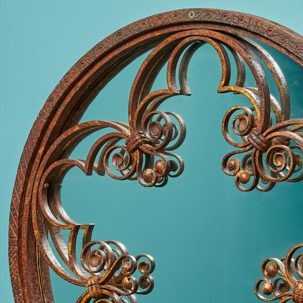 Ornate Round Antique Wrought Iron Mirror