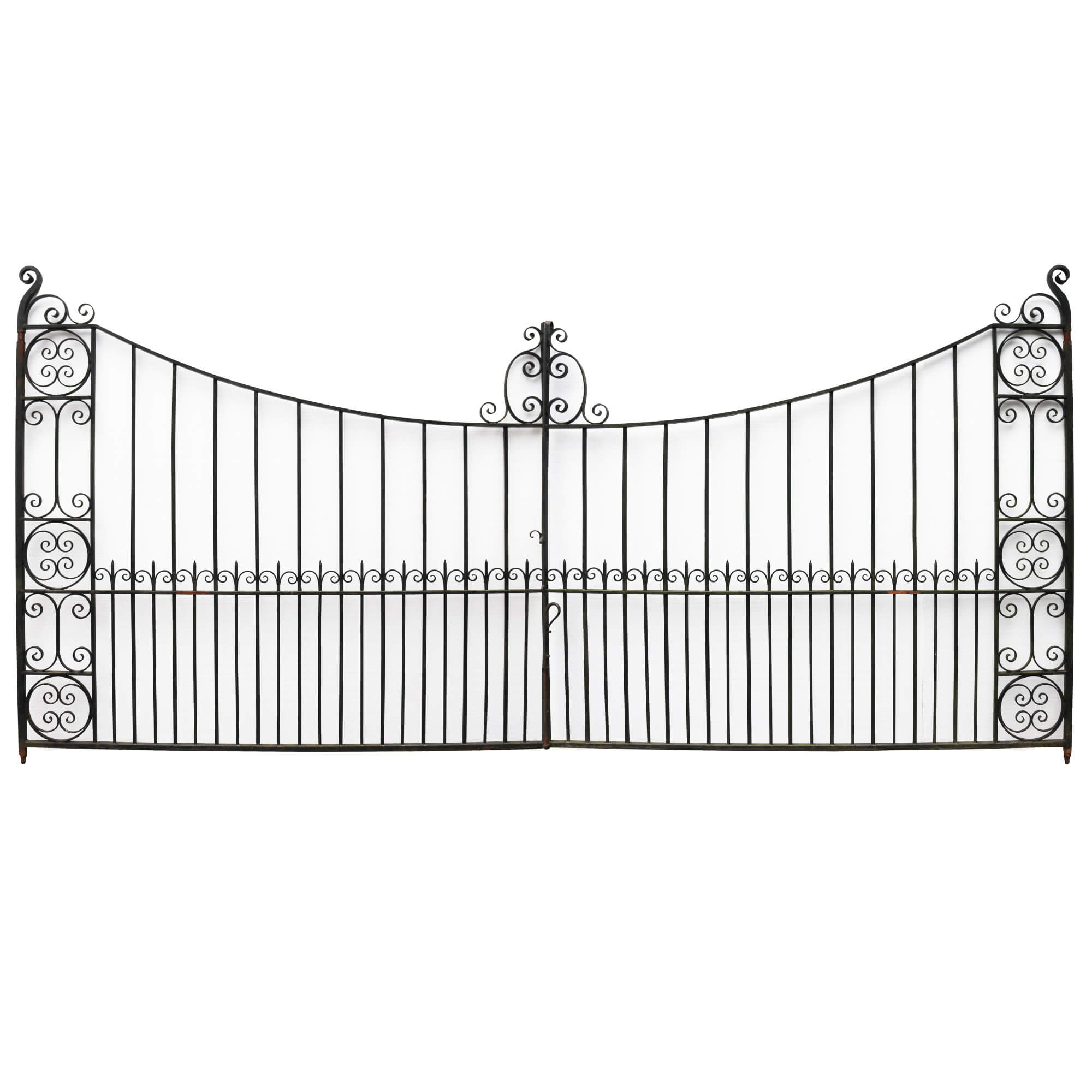 Set of Ornate Wrought Iron Driveway Gates and Posts 288 cm (9’5”) UK
