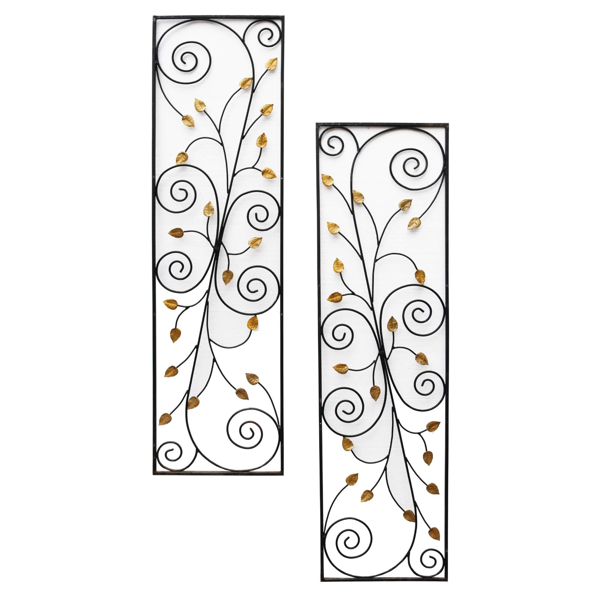 Set of 2 Decorative Wrought Iron Garden Panels