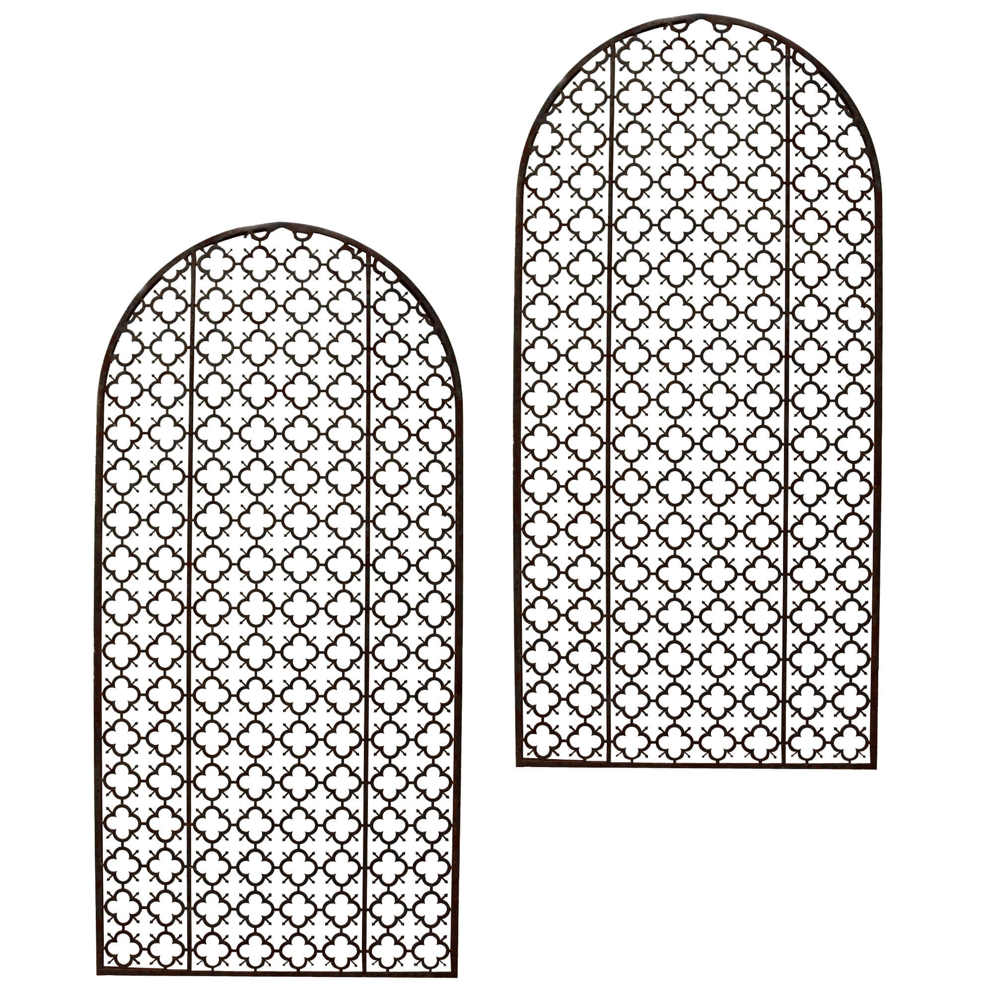 Pair of Large Arched Reclaimed Steel Garden Trellis Panels