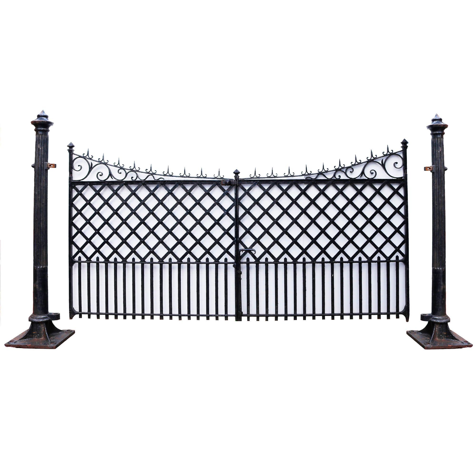 Set of Wrought Iron Driveway Gates and Posts