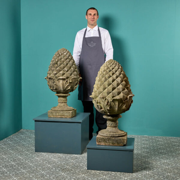 Pair of Large Stone Pineapple Finials or Pier Caps