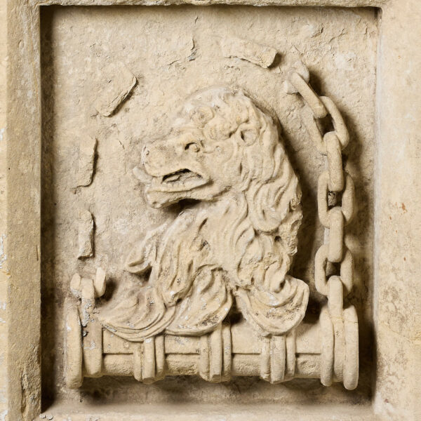 Antique Limestone Lion Crest or Plaque