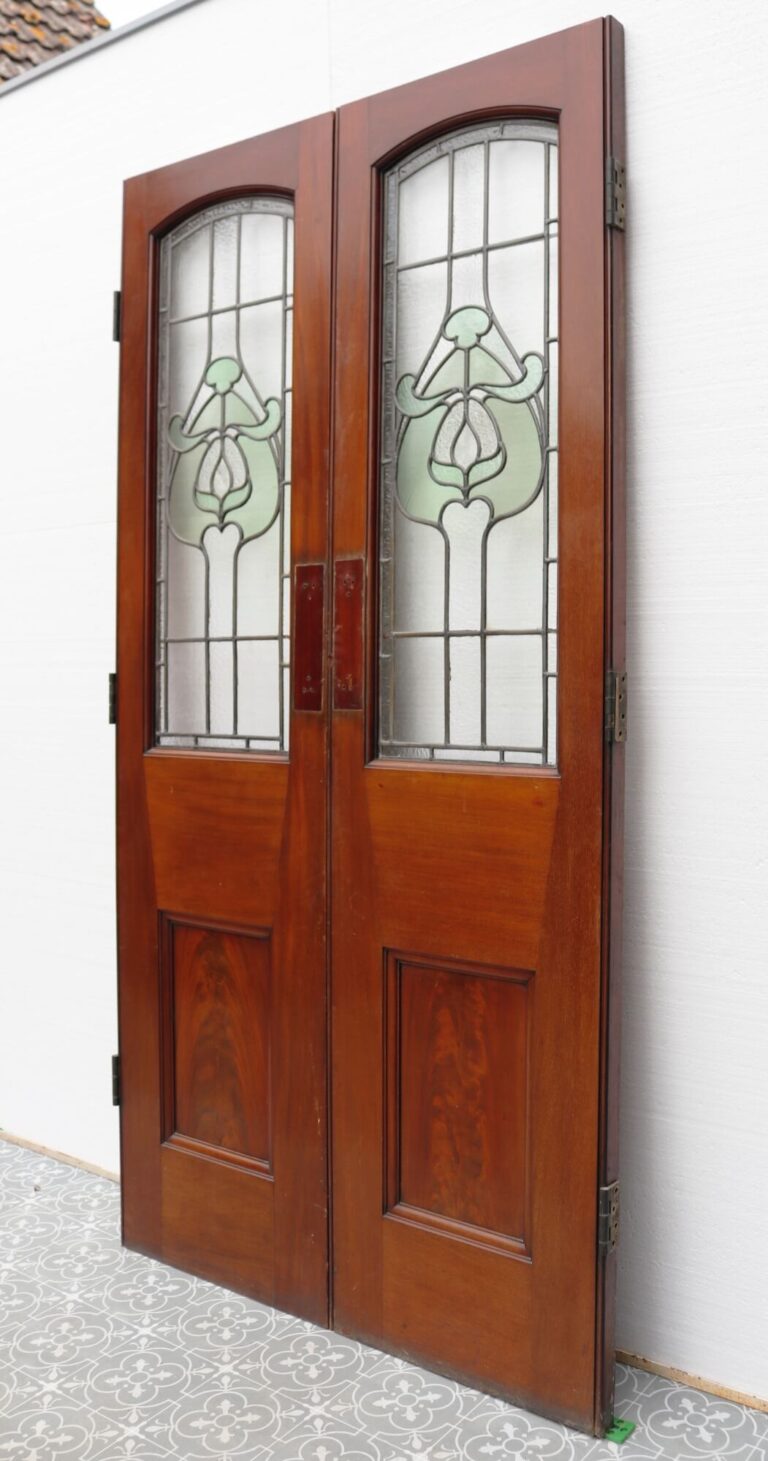 Set of Victorian Stained Glass Double Doors UK Architectural Heritage
