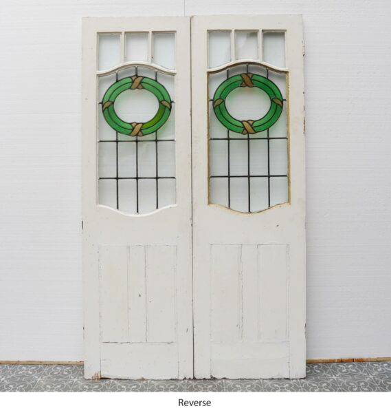 Victorian Double Front Doors with Stained Glass