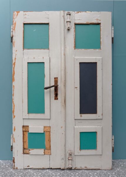 Set of Antique Double Doors with Mirrored Panels