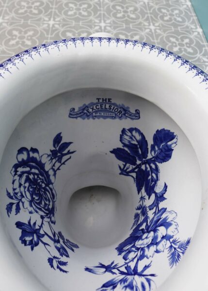 Patterned Antique Victorian Excelsior Toilet with S-Trap