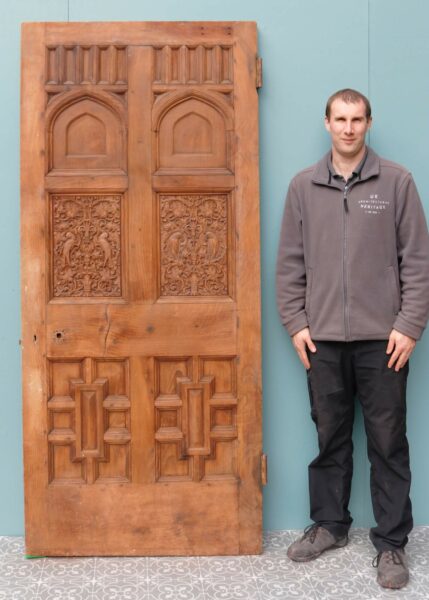 Arts & Crafts Style Carved Oak Door