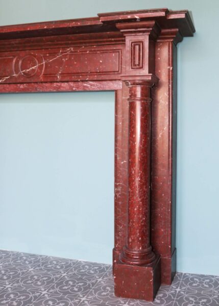 Antique French Rouge Griotte Marble Fireplace