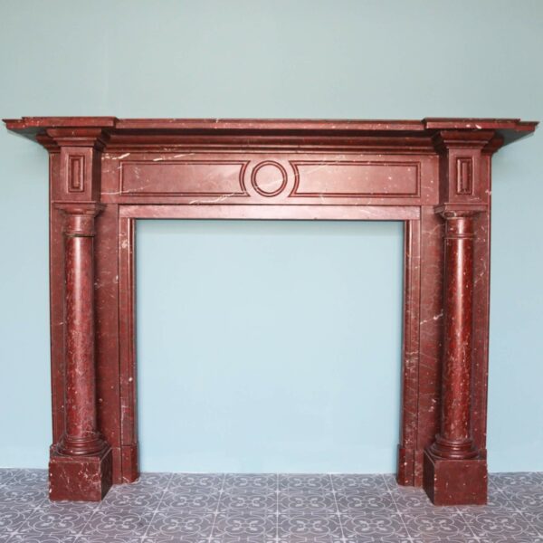 Antique French Rouge Griotte Marble Fireplace