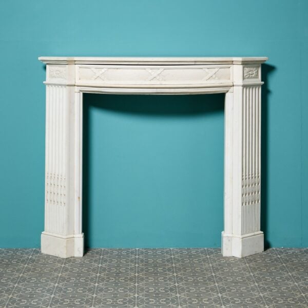 Bowfronted Antique White Marble Fireplace