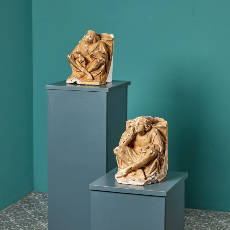Pair of Decorative Victorian Plaster Corbel Figures - UK Architectural