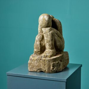 ‘The Thinker’ Carved Kneeling Statue by a Student of Hugh Casson