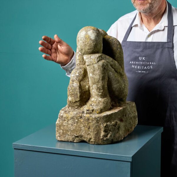 ‘The Thinker’ Carved Kneeling Statue by a Student of Hugh Casson