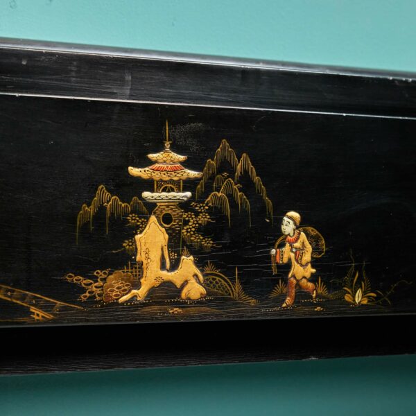 Black Chinoiserie Painted Fireplace