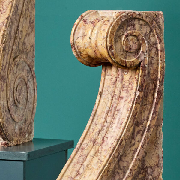 Antique Scrolling Brocatelle Marble Corbels