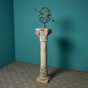 Reclaimed Armillary Sundial on Limestone Pedestal