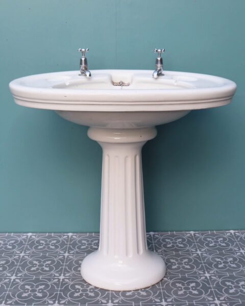 Edwardian Antique Porcelain Pedestal Sink