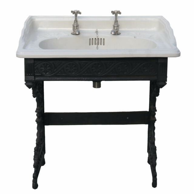 Antique Victorian Bathroom Sink on Cast Iron Stand UK Architectural