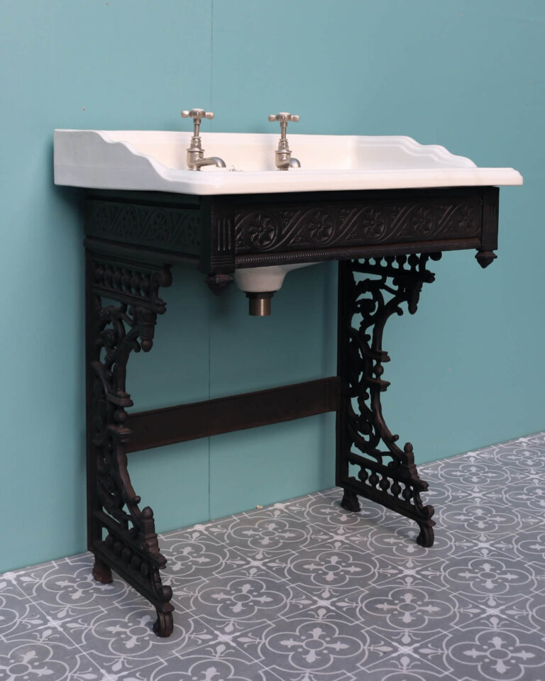Antique Victorian Bathroom Sink on Cast Iron Stand UK Architectural