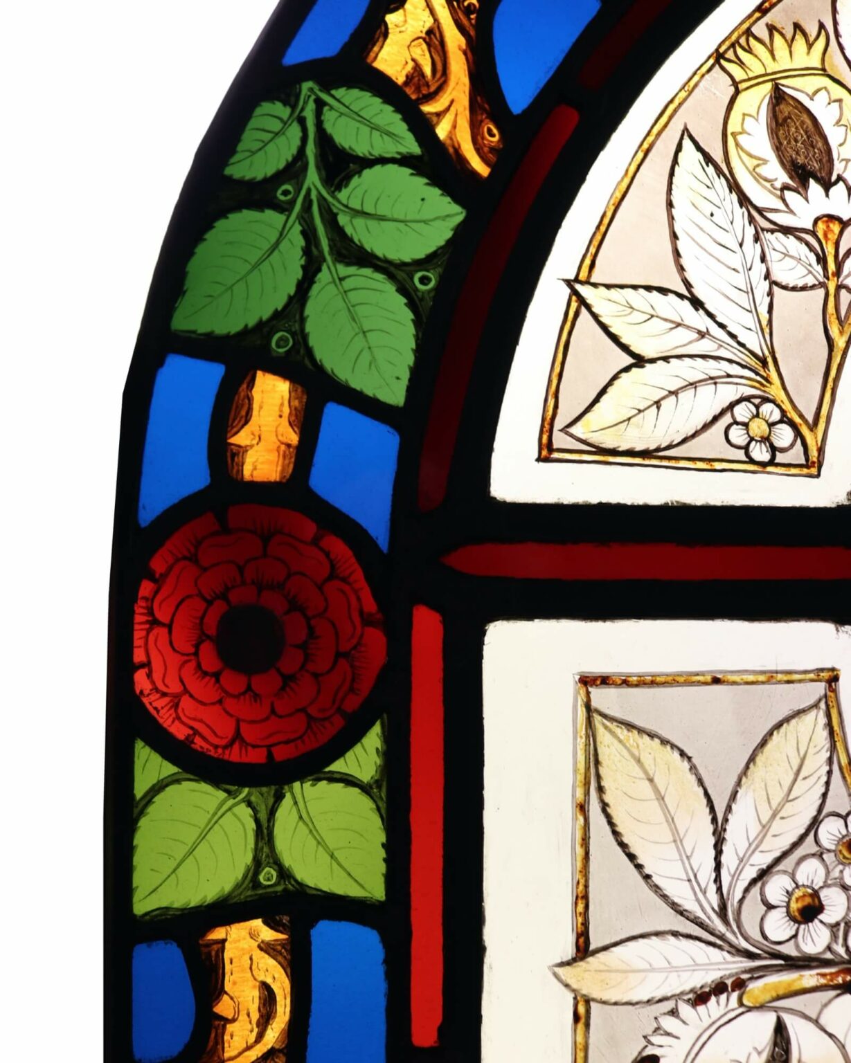 Antique Arched Stained Glass Window Panel UK Architectural Heritage