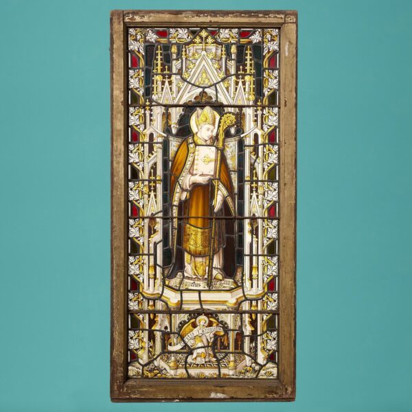 Antique Stained Glass Window of Saint Augustine