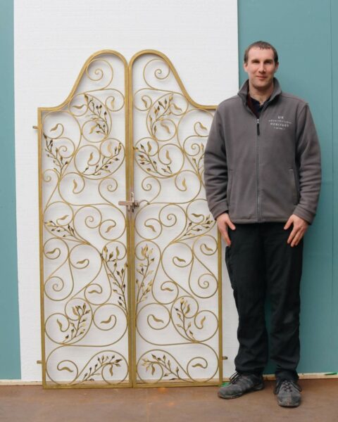 Gold Hollywood Regency Style Wrought Iron Garden Gates