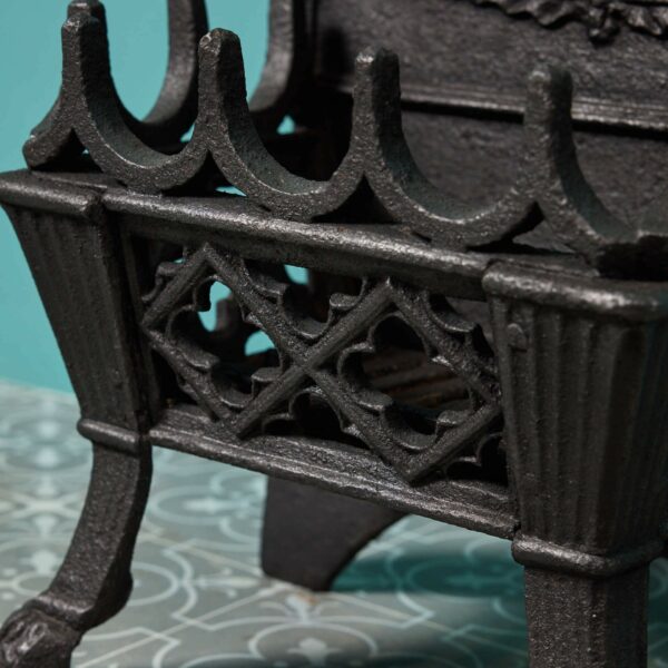 Small Gothic Style Antique Cast Iron Fire Grate