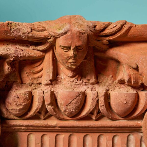 Pair of Decorative Terracotta Ionic Capitals on Stands