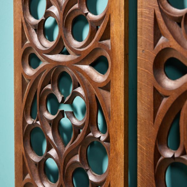 Two Ecclesiastical Style Antique Carved Oak Panels