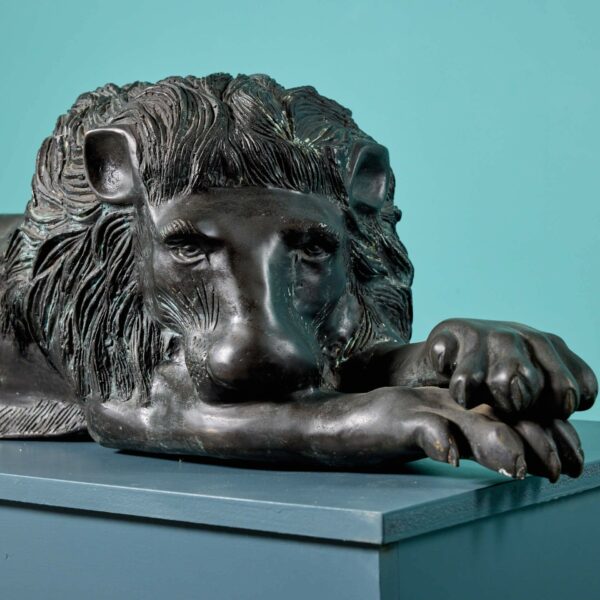 Pair of Bronze Lions in The Manner of Antonio Canova