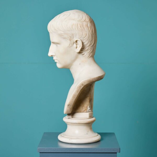 Tenerani (B.1789) Statuary Marble Bust of a Young Augustus Caesar