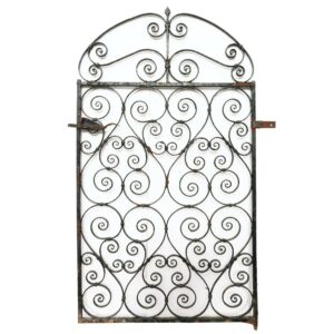 Tall Victorian Wrought Iron Scroll Side Gate