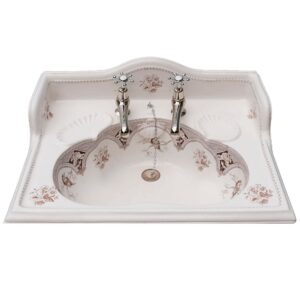 Victorian Bathroom Sink with Sepia Transfer Print