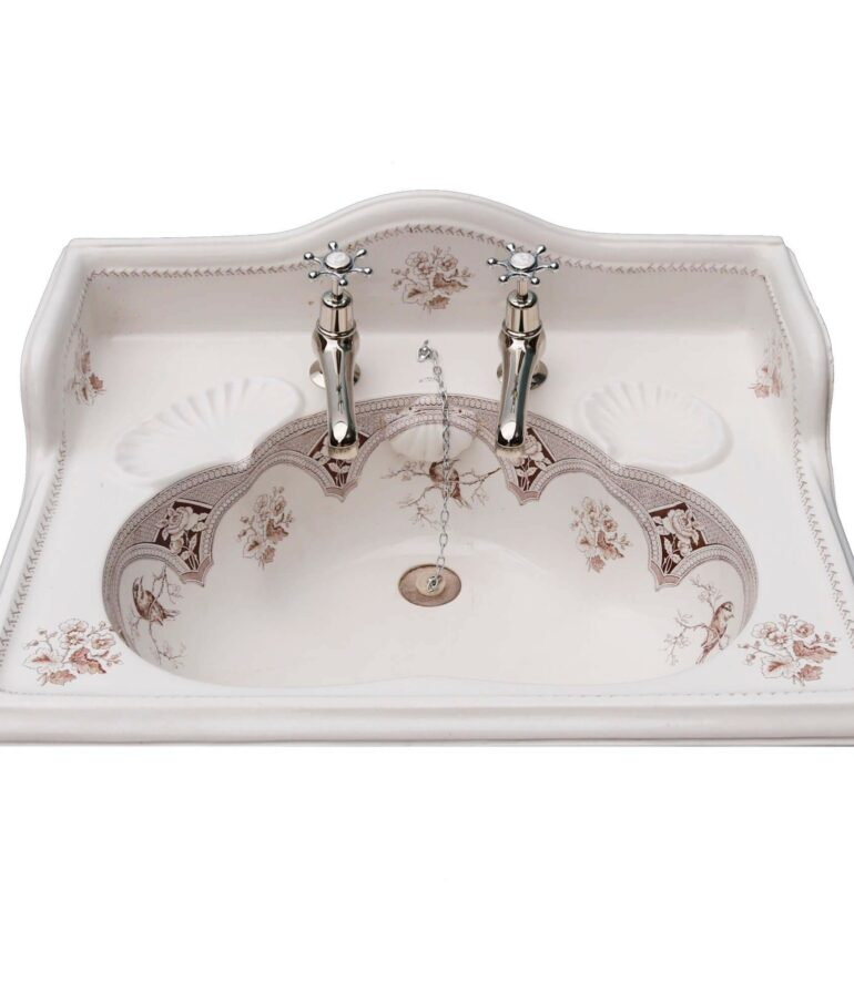 Victorian Bathroom Sink with Sepia Transfer Print