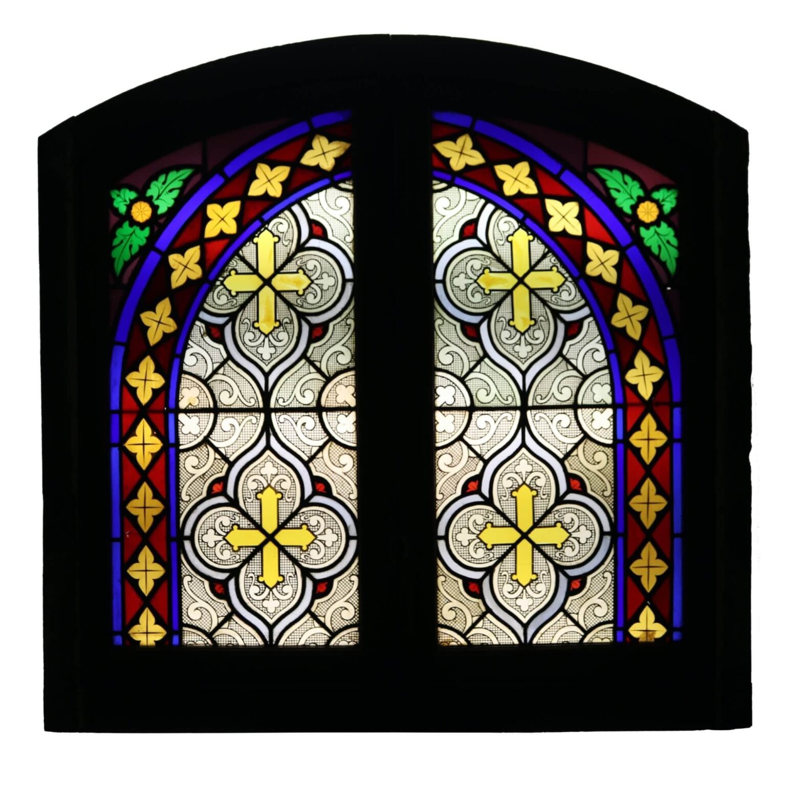 20th Century Antique French Window with Stained Glass UK