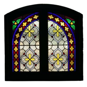 20th Century Antique French Window with Stained Glass